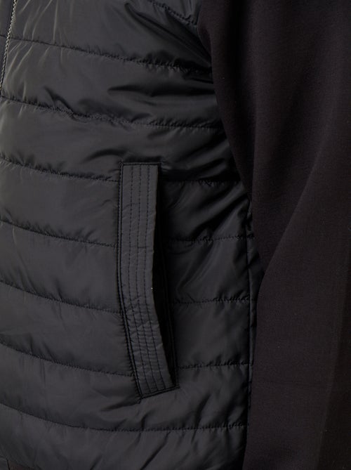 Blouson à capuche zippé bi-matière - Kiabi