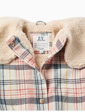 Blouson à carreaux avec col et doublure en sherpa