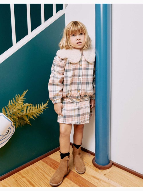 Blouson à carreaux avec col et doublure en sherpa - Kiabi Blouson à carreaux avec col et doublure en sherpa - Kiabi