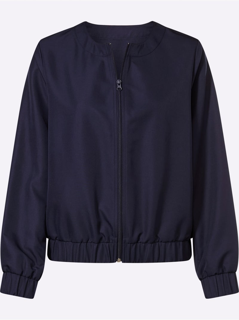 Blouson à col rond avec manches longues et bords-côtes extensibles - taille standard - moda vilona Bleu marine - Kiabi