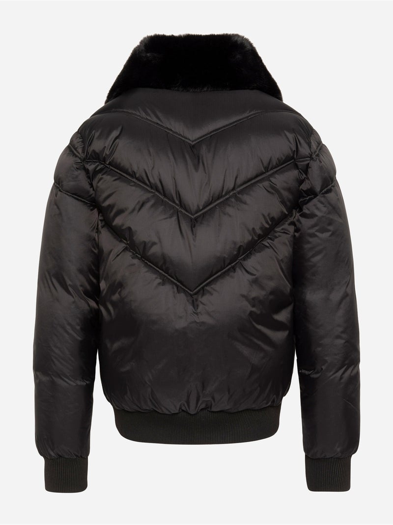 Blouson à fausse fourrure - schott Noir mat - Kiabi