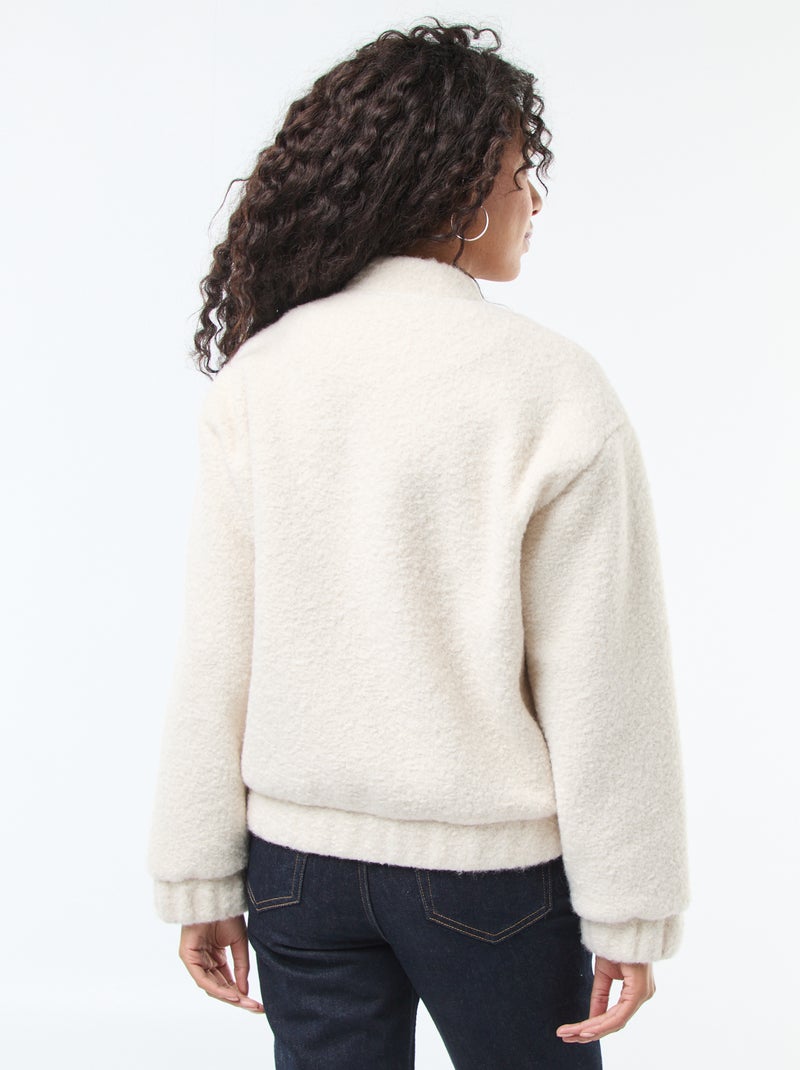 Blouson américain moutonné Beige - Kiabi