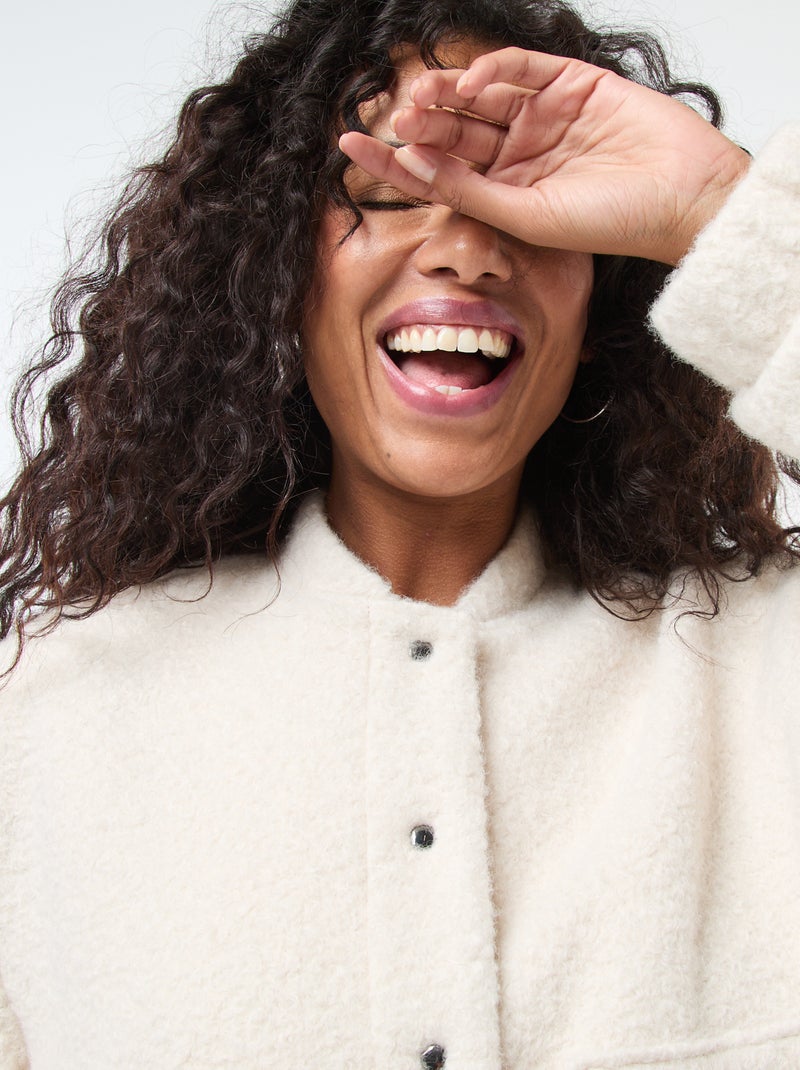 Blouson américain moutonné Beige - Kiabi