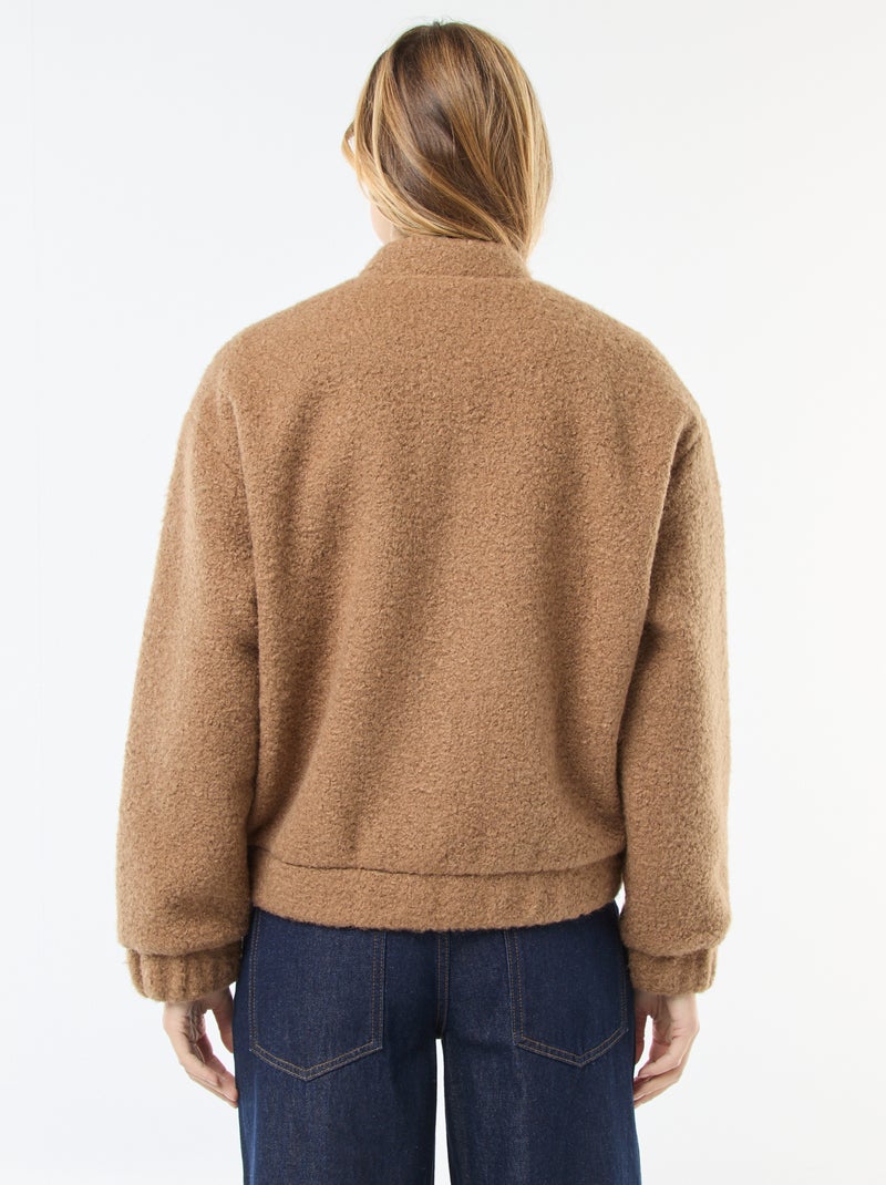 Blouson américain moutonné Beige - Kiabi