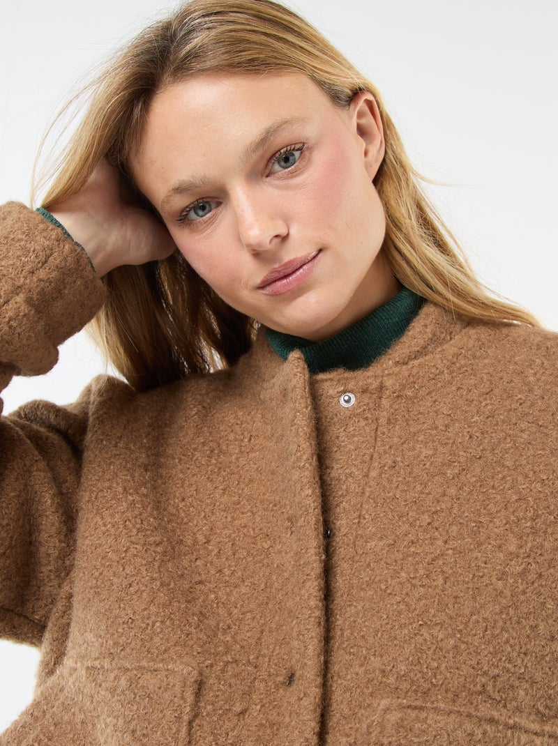 Blouson américain moutonné Beige - Kiabi