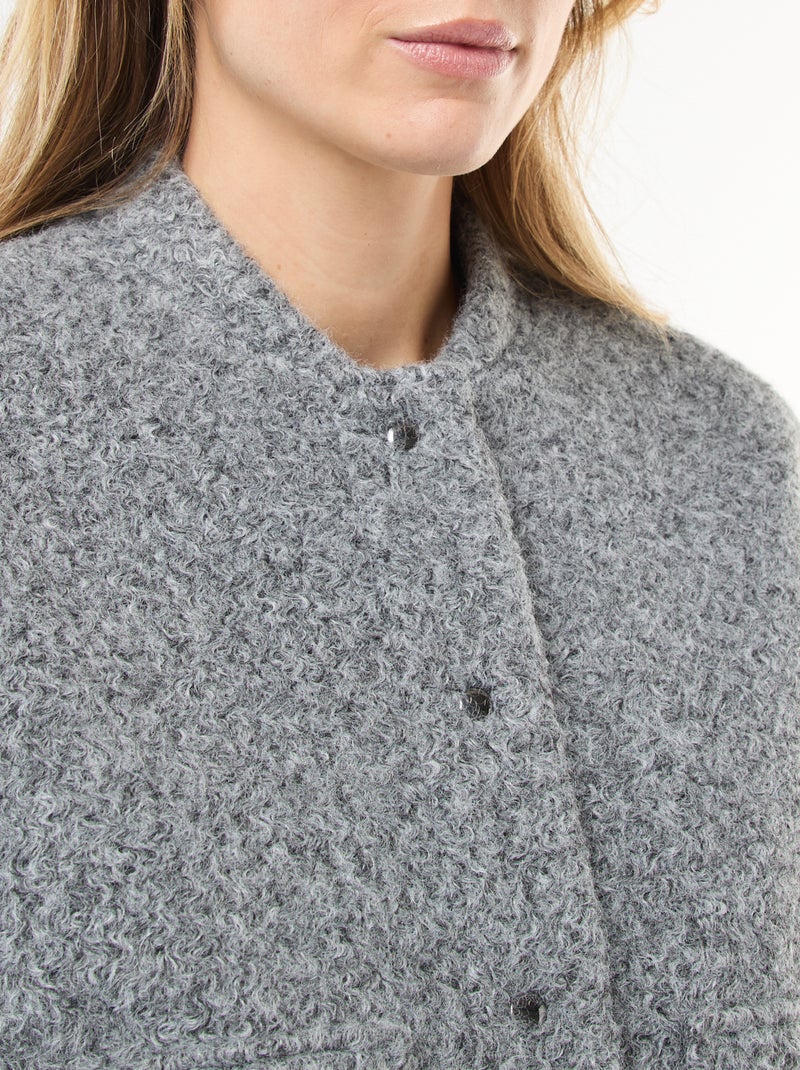 Blouson américain moutonné Gris - Kiabi