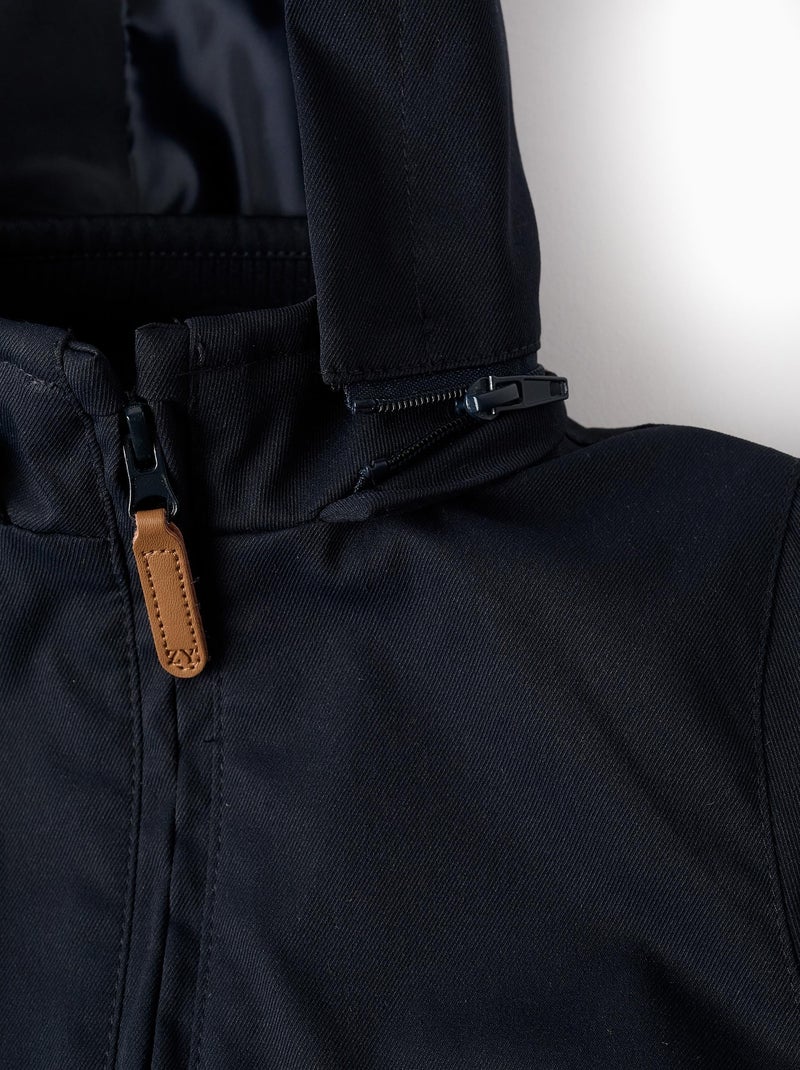 Blouson avec capuche amovible Bleu foncé - Kiabi