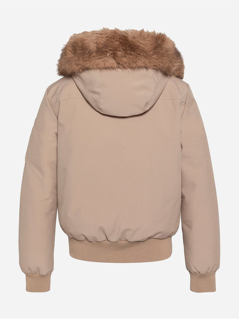 Blouson avec capuche fourrée - schott Beige foncé - Kiabi