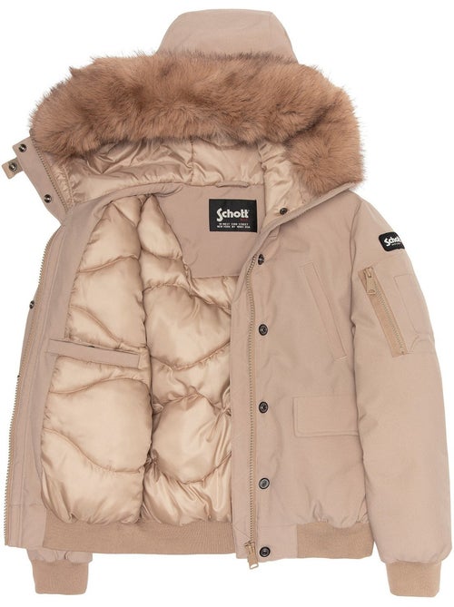 Blouson avec capuche fourrée - schott - Kiabi Blouson avec capuche fourrée - schott - Kiabi