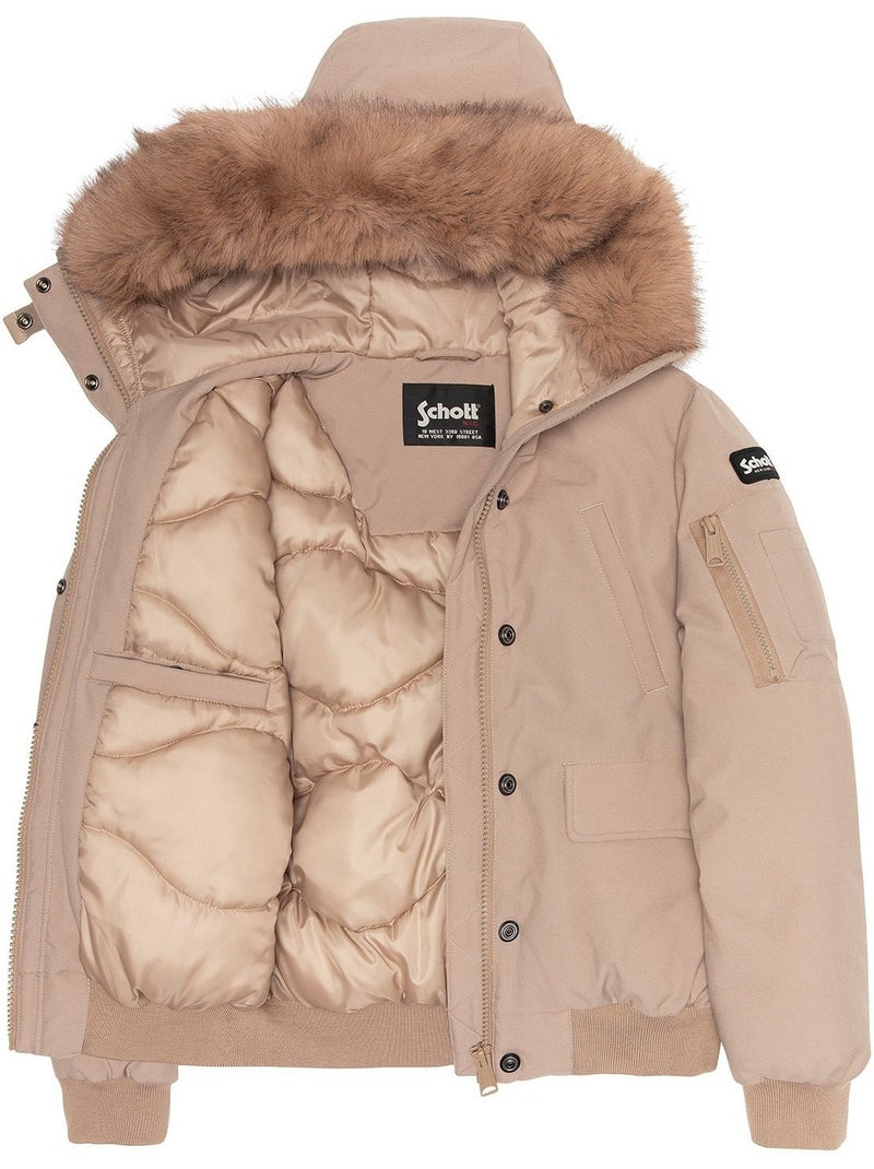 Blouson avec capuche fourrée - schott Beige foncé - Kiabi