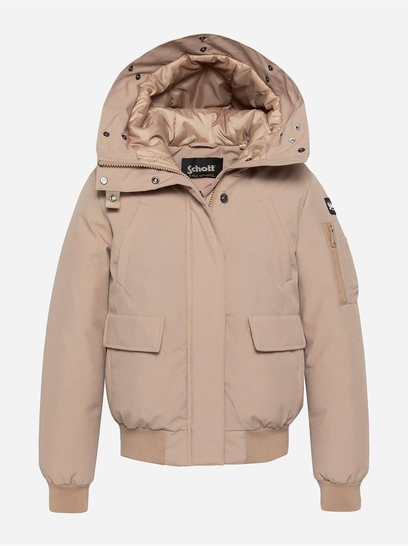 Blouson avec capuche fourrée - schott Beige foncé - Kiabi