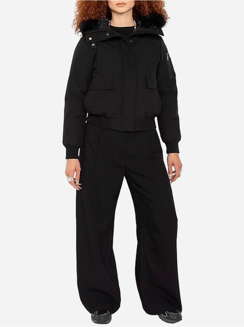 Blouson avec capuche fourrée - schott Noir - Kiabi