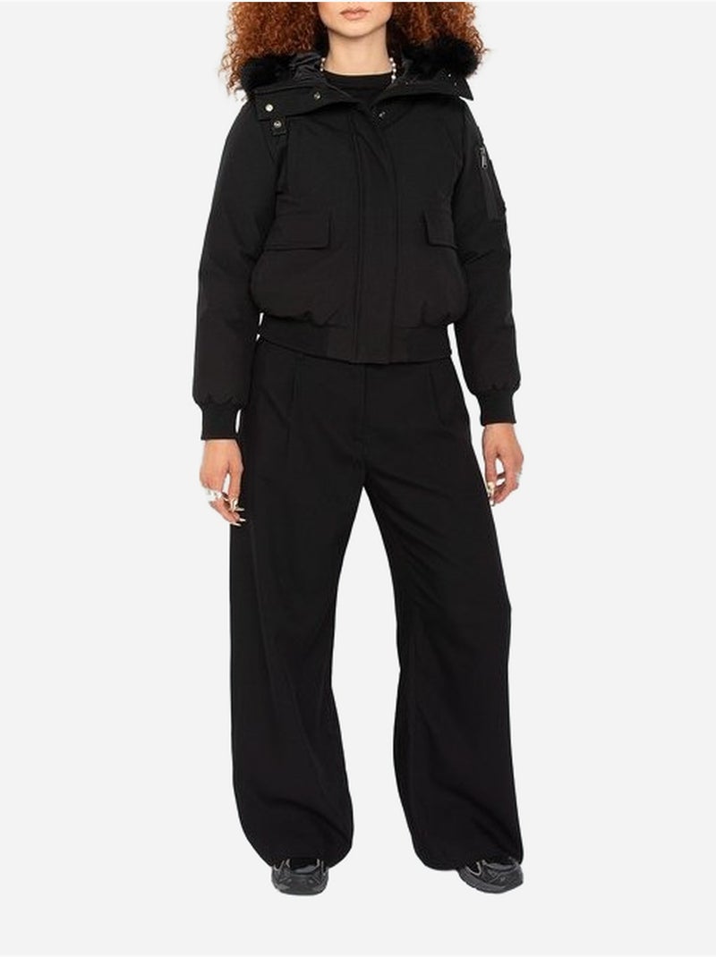Blouson avec capuche fourrée - schott Noir - Kiabi