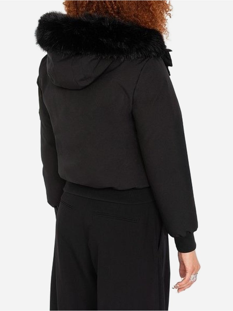 Blouson avec capuche fourrée - schott Noir - Kiabi