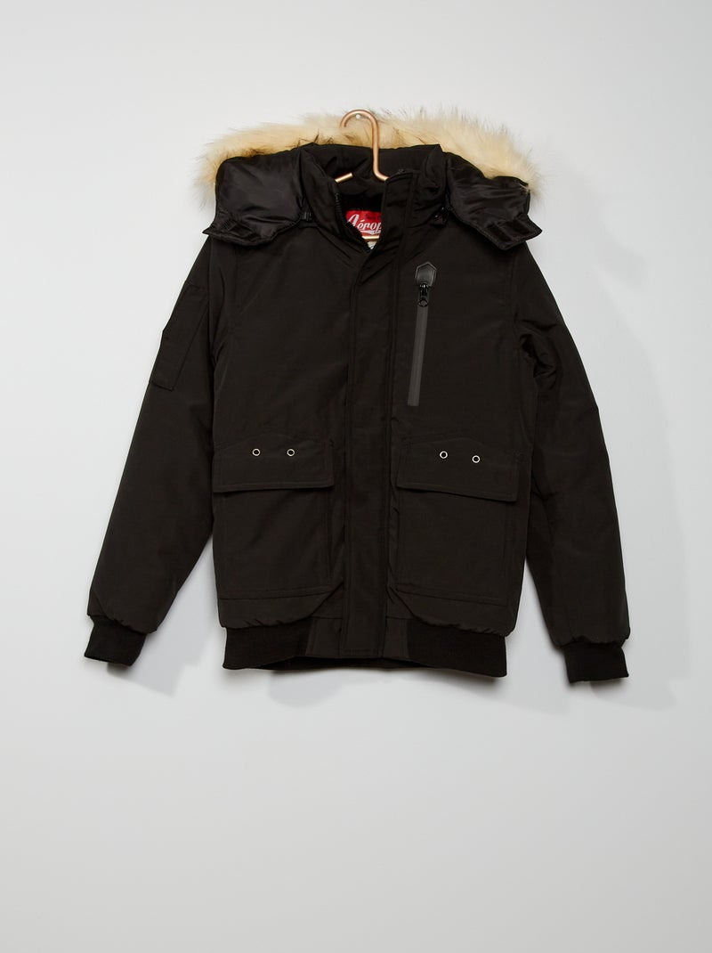 Blouson avec capuche noir - Kiabi