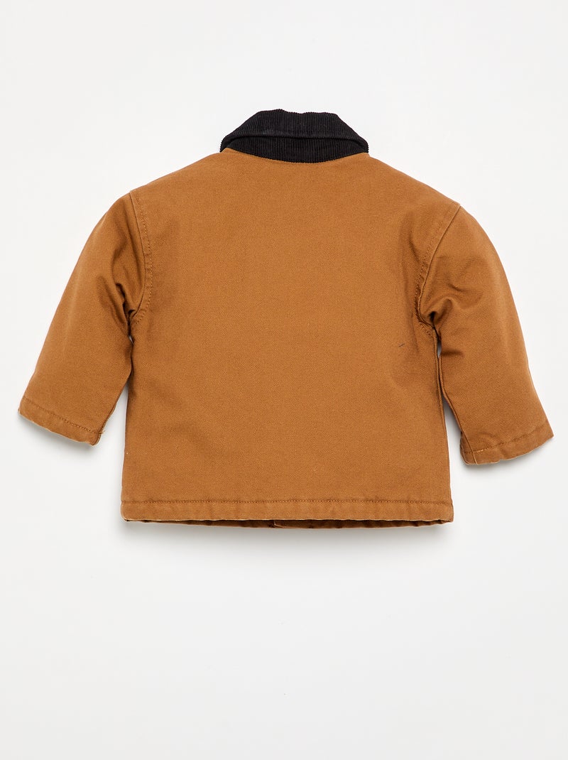 Blouson avec col contrasté en velours Marron - Kiabi