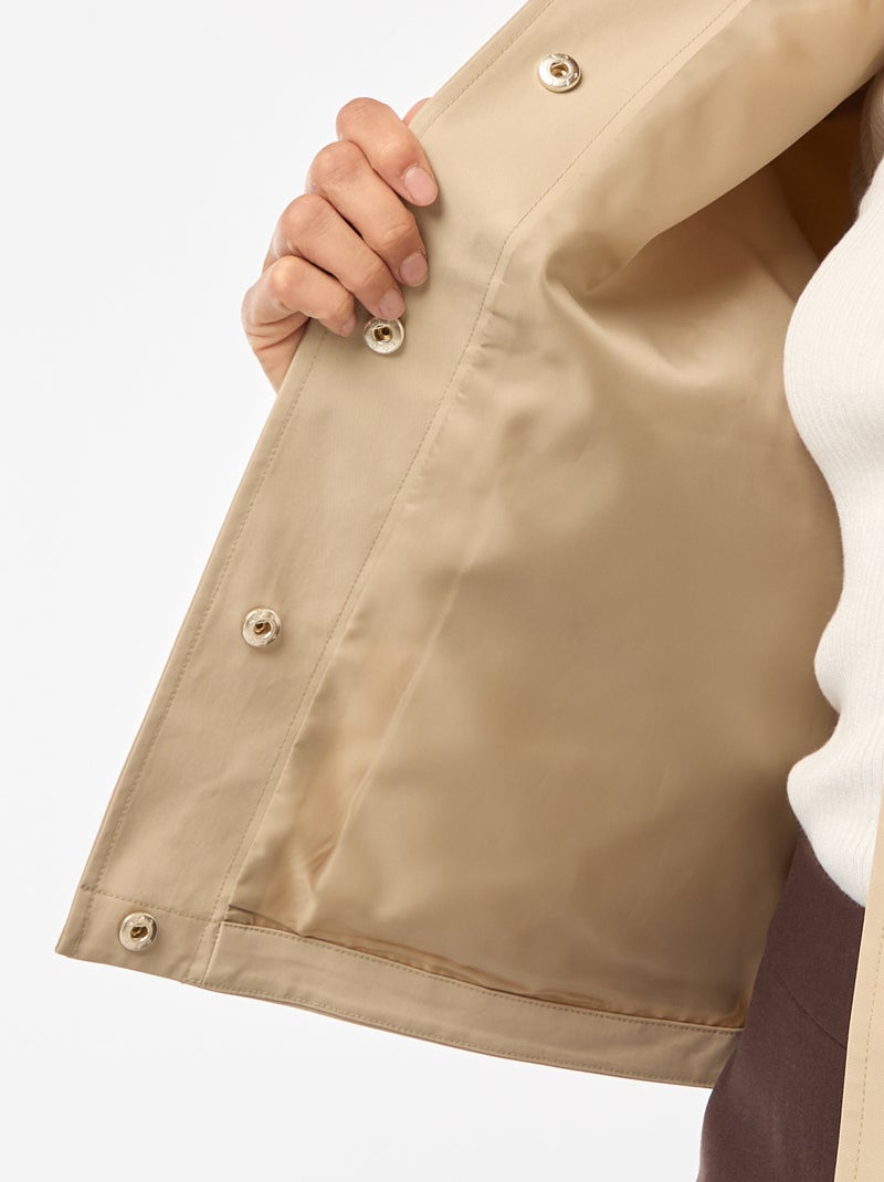 Blouson avec col en matière côtelée Beige - Kiabi