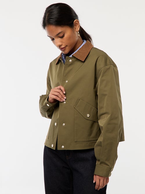Blouson avec col en matière côtelée - Kiabi