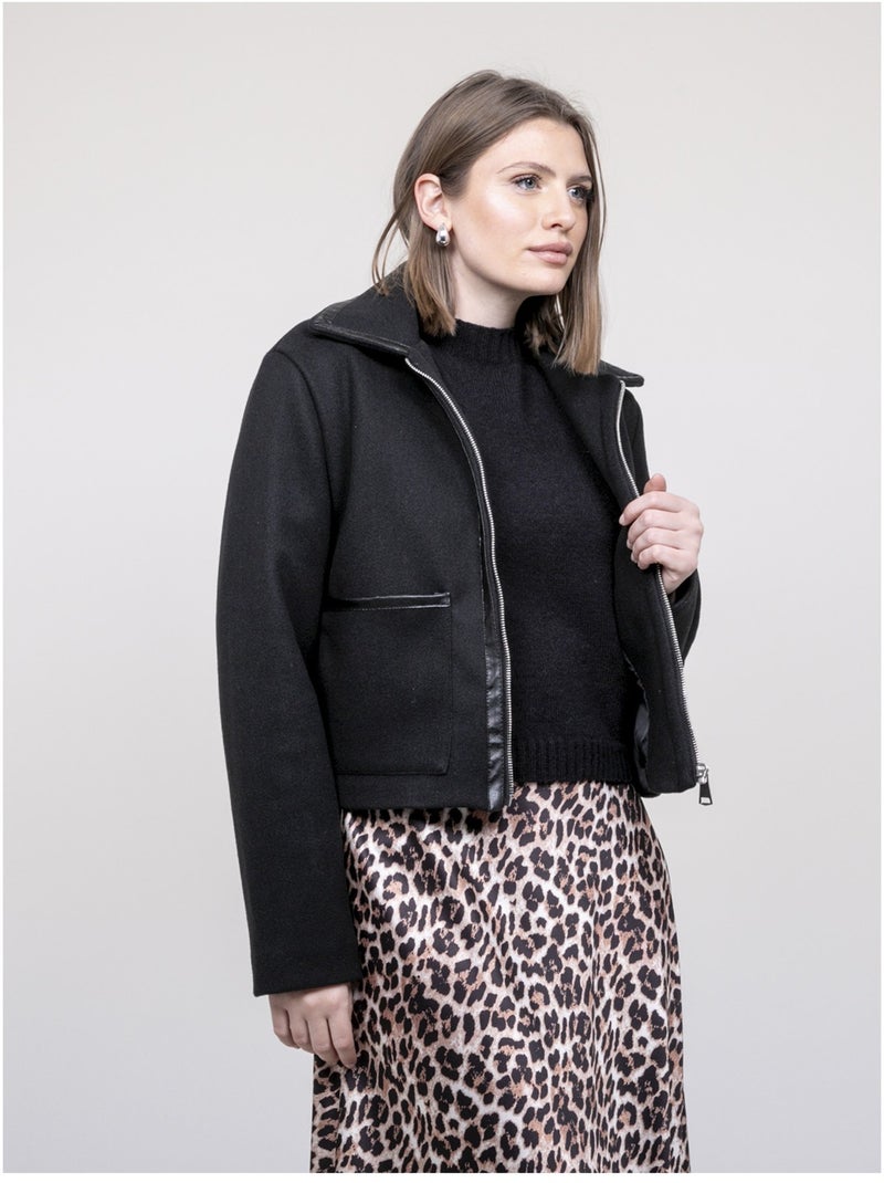 Blouson avec détails simili uzelle Noir - Kiabi