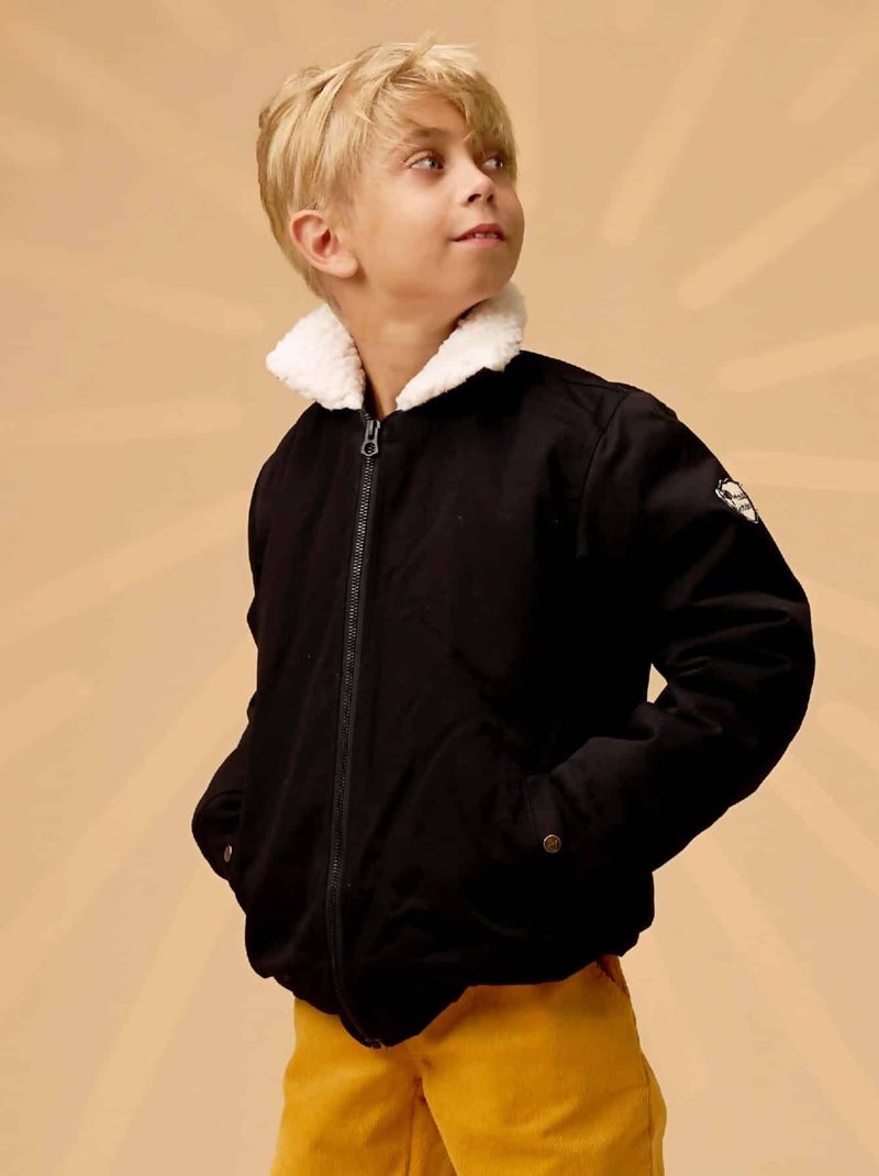 Blouson   avec Doublure et Col en Fausse Fourrure  TOP GUN - La Faute à Voltaire Noir Blanc - Kiabi