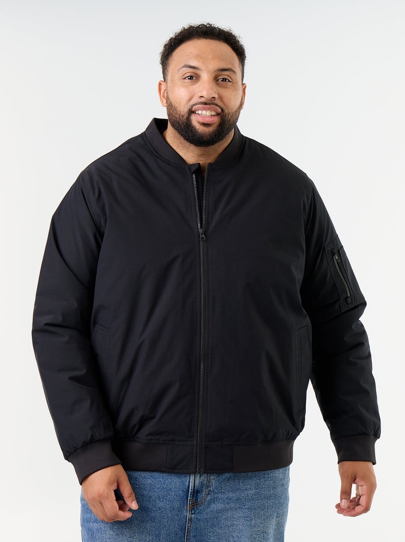 Blouson aviateur avec col en maille côtelée Noir - Kiabi