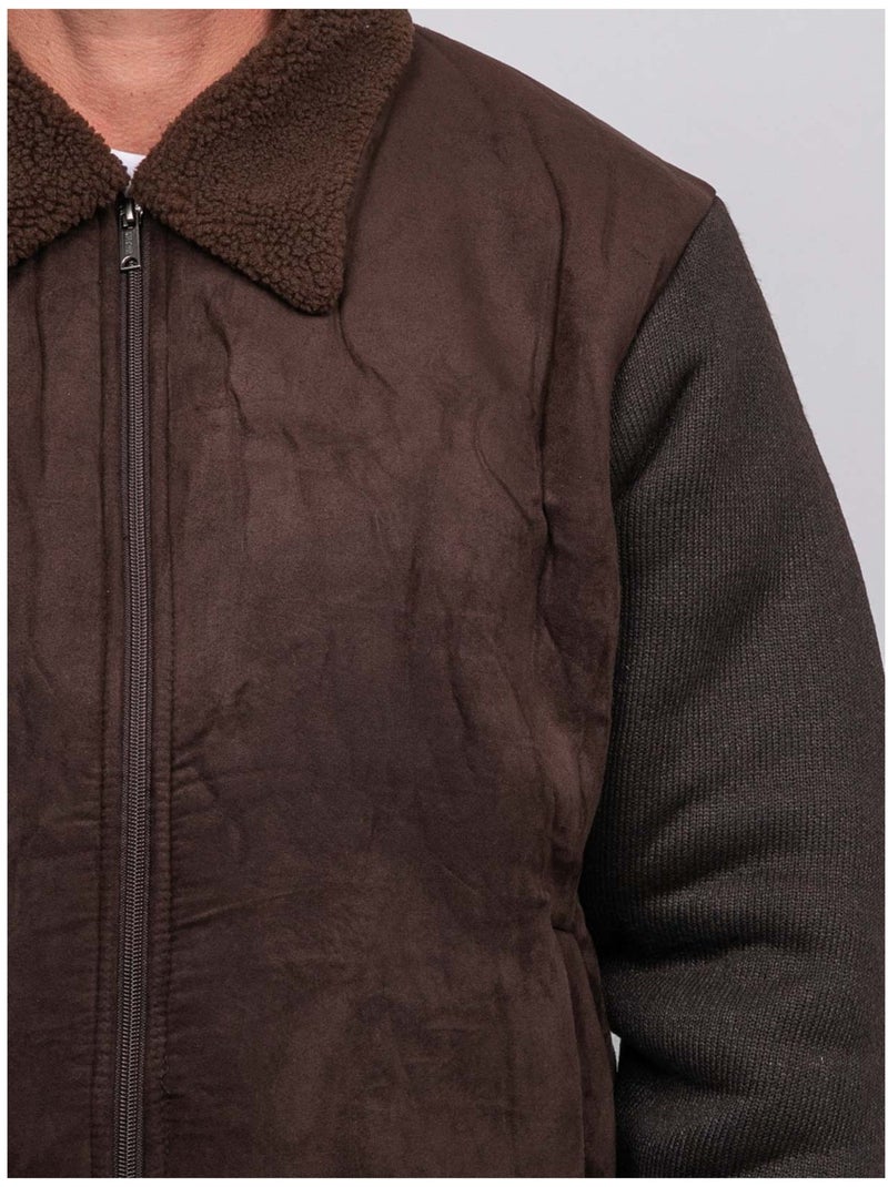 Blouson aviateur bi-matière zotofal Marron - Kiabi