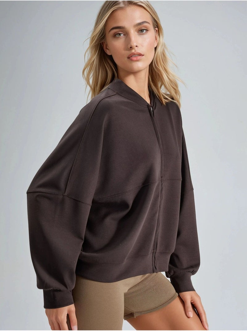 Blouson aviateur de plongée d'épaisseur moyenne avec fermeture éclair busem Marron foncé - Kiabi