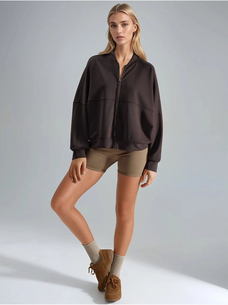 Blouson aviateur de plongée d'épaisseur moyenne avec fermeture éclair busem Marron foncé - Kiabi