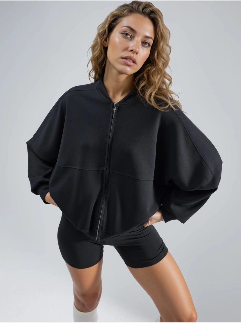 Blouson aviateur de plongée d'épaisseur moyenne avec fermeture éclair busem Noir - Kiabi
