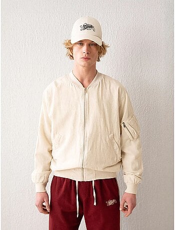 Blouson aviateur en coton avec fermeture éclair et poche giesto