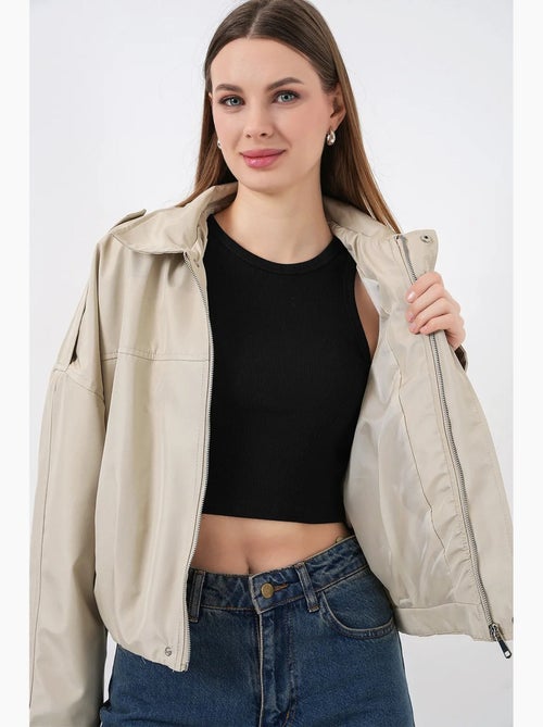 Blouson aviateur en gabardine avec fermeture éclair bdart - Kiabi Blouson aviateur en gabardine avec fermeture éclair bdart - Kiabi