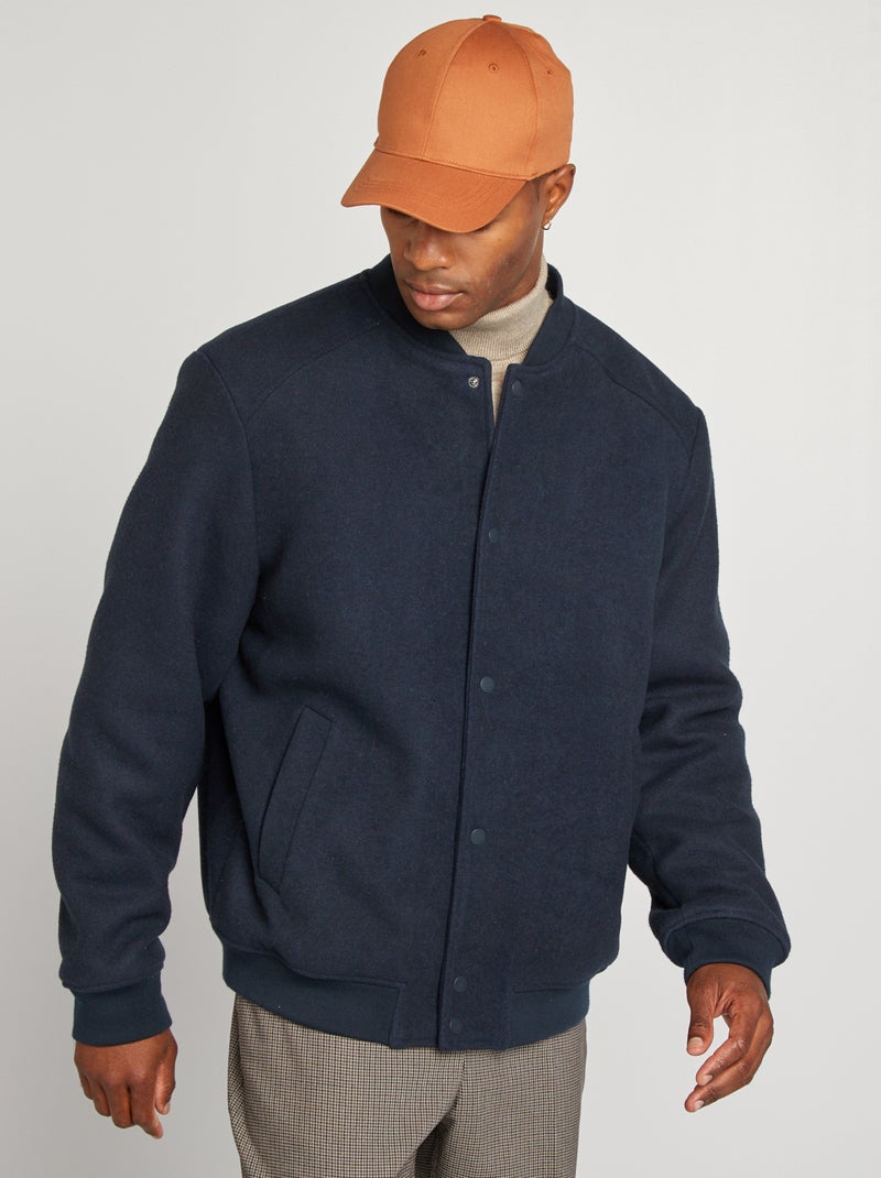 Blouson aviateur en lainage Bleu marine - Kiabi