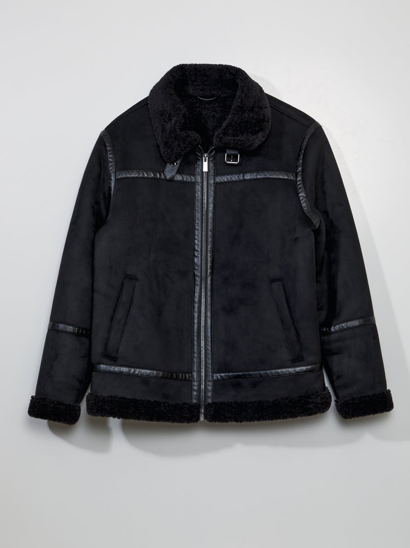 Blouson aviateur en suedine Noir - Kiabi