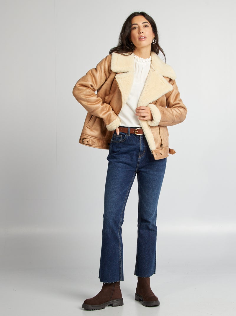 Blouson aviateur fourré Beige - Kiabi