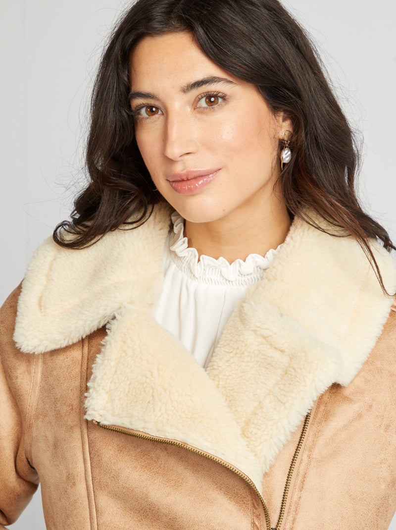 Blouson aviateur fourré Beige - Kiabi