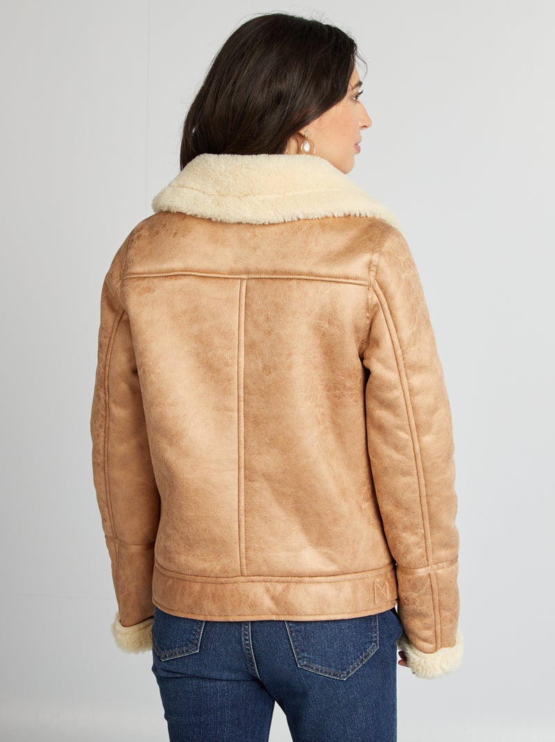Blouson aviateur fourré Beige - Kiabi