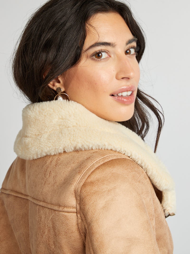 Blouson aviateur fourré Beige - Kiabi