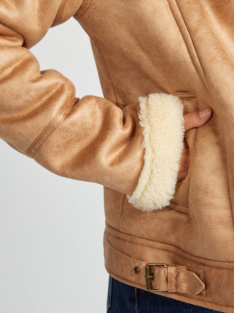 Blouson aviateur fourré Beige - Kiabi