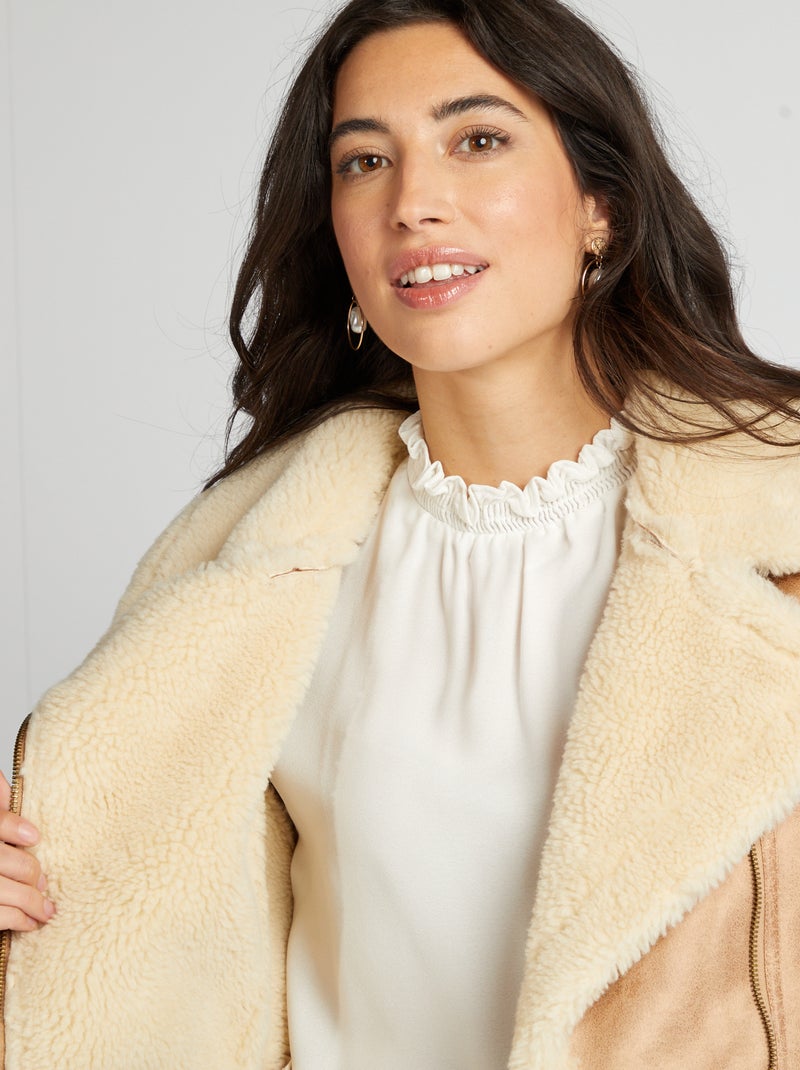 Blouson aviateur fourré Beige - Kiabi