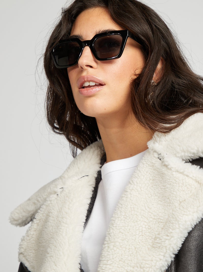 Blouson aviateur fourré noir - Kiabi