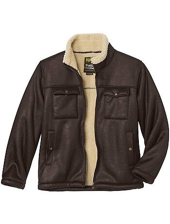 Blouson Aviateur Su?dine Effet Cuir Vieilli? - ATLAS FOR MEN
