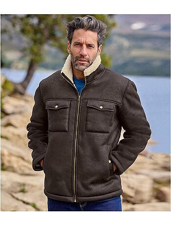 Blouson Aviateur Su?dine Effet Cuir Vieilli? - ATLAS FOR MEN