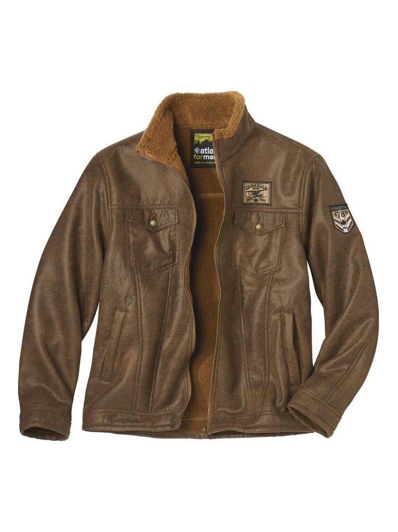 Blouson Aviateur Suédine Doublé Sherpa  - Atlas For Men Marron - Kiabi