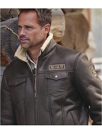 Blouson aviateur suédine doublé sherpa - atlas for men