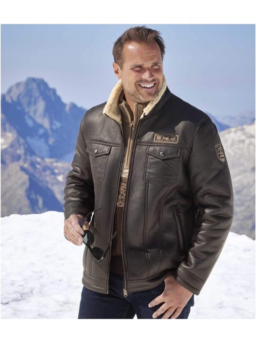 Blouson aviateur suédine doublé sherpa - atlas for men - Kiabi Blouson aviateur suédine doublé sherpa - atlas for men - Kiabi