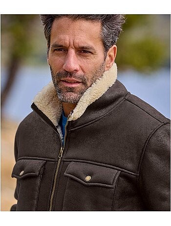 Blouson Aviateur Suédine Effet Cuir Vieilli - ATLAS FOR MEN