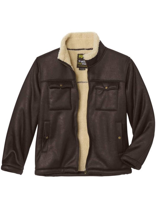 Blouson Aviateur Suédine Effet Cuir Vieilli   - ATLAS FOR MEN - Kiabi