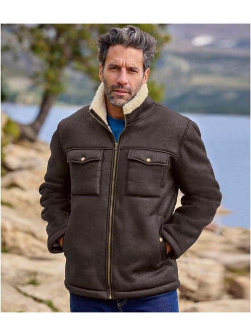 Blouson Aviateur Suédine Effet Cuir Vieilli   - ATLAS FOR MEN - Kiabi