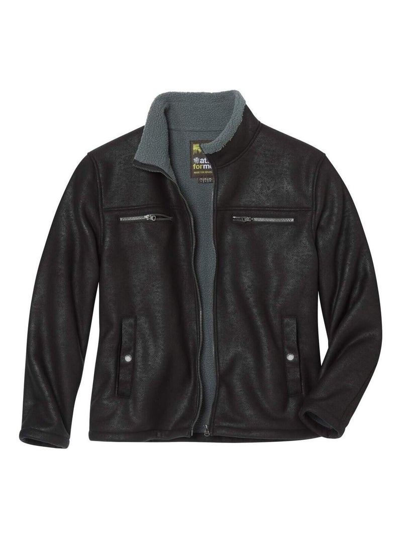 Blouson Aviateur Suédine Fourré Sherpa  - Atlas For Men Noir - Kiabi