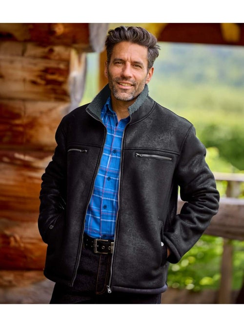Blouson aviateur suédine fourré sherpa - atlas for men - Kiabi Blouson aviateur suédine fourré sherpa - atlas for men - Kiabi